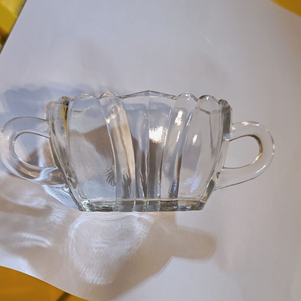 Vintage Heisey Crystolite Clear Glass Open Sugar Bowl SIGNED Diamond H Marked